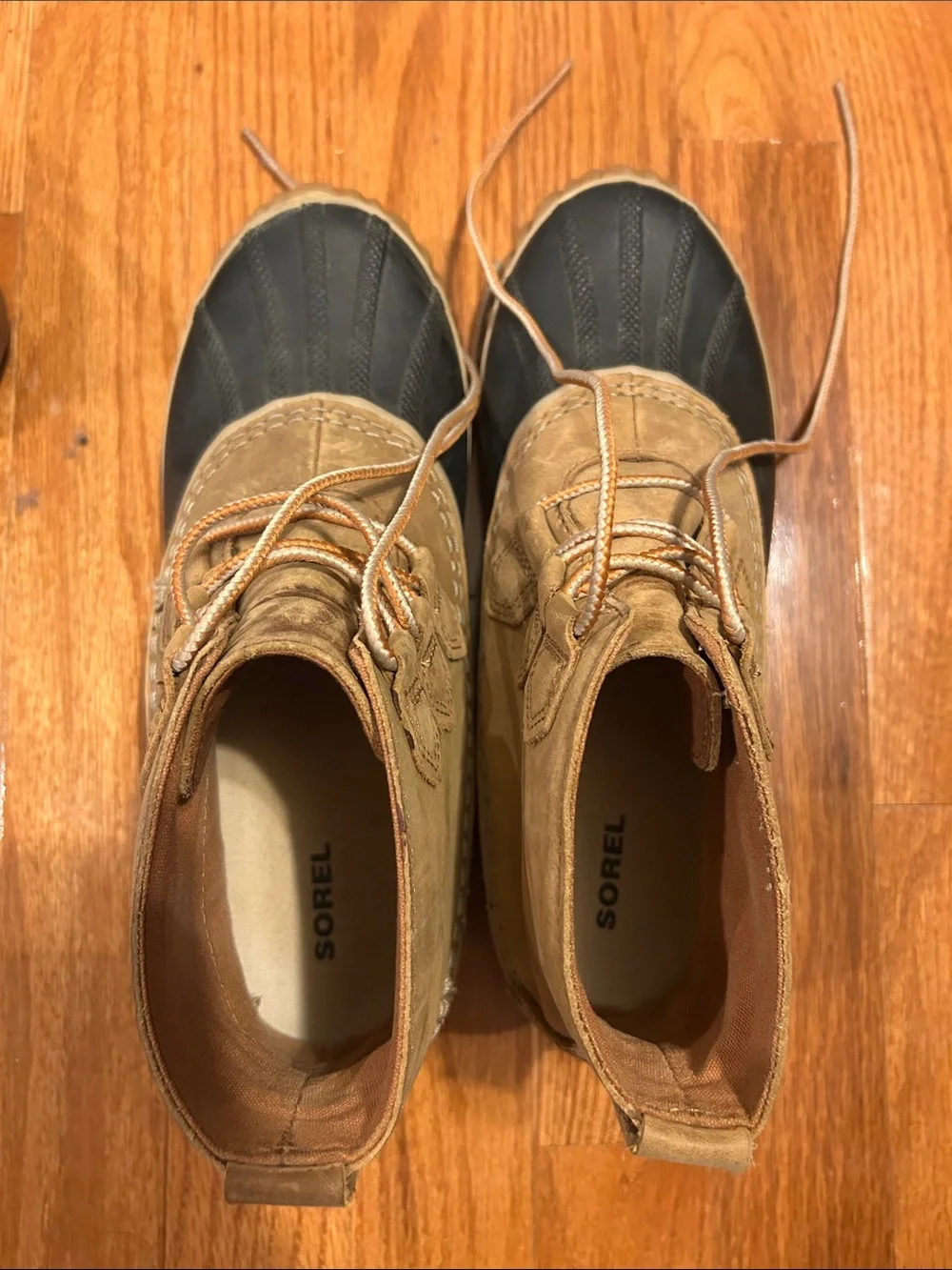 Sorel Women’s Tan and Black Waterproof Duck Boots